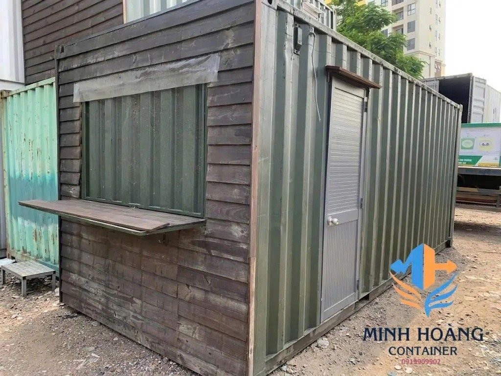 Container Cafe Thanh Lý 20 Feet Xanh Rêu Ốp Gỗ